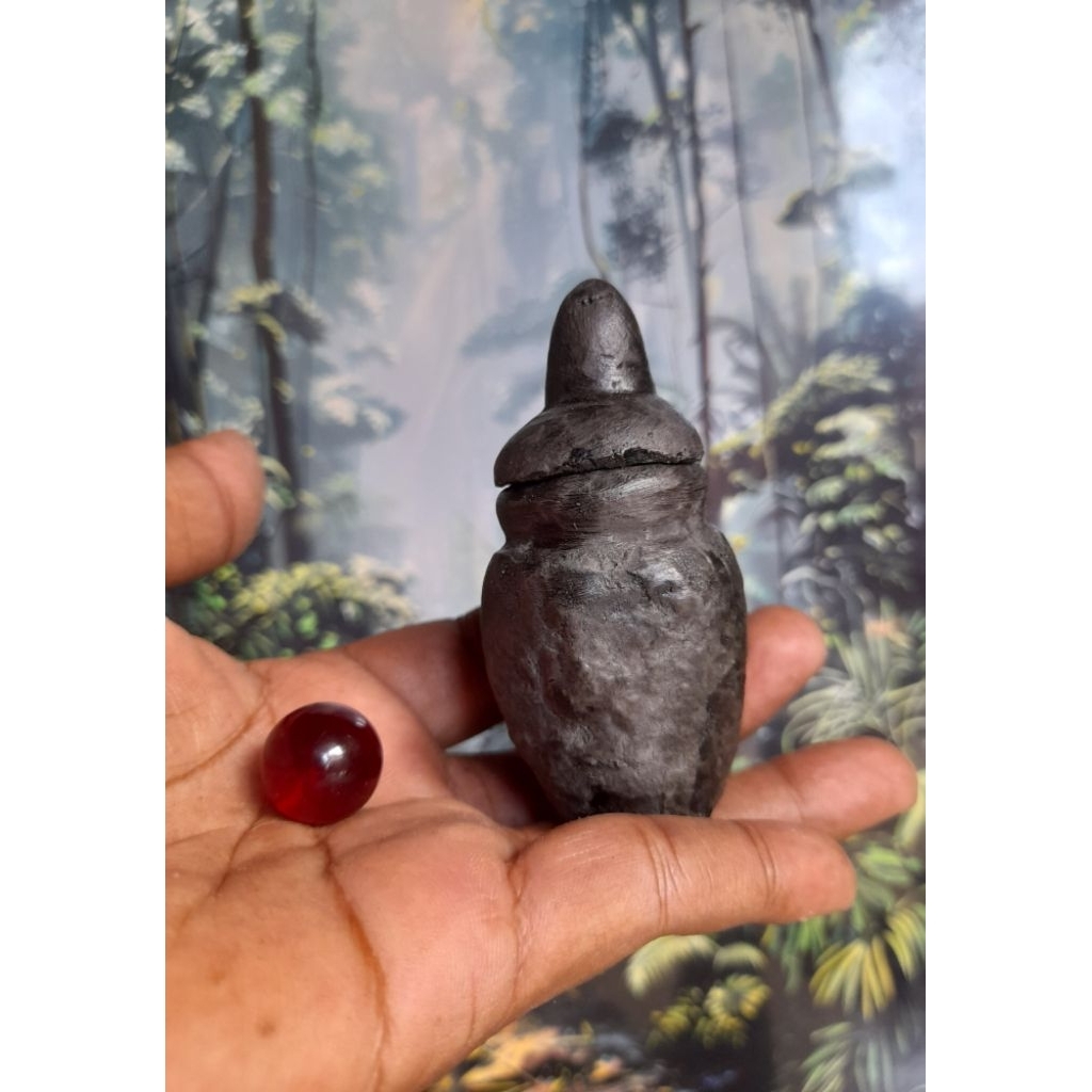 Batu akik merah bulat sama gentong kecil