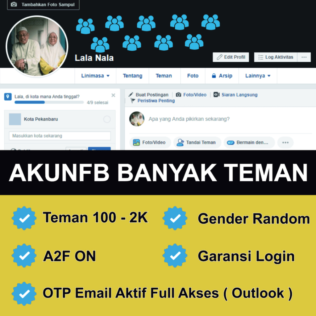 AkunFB Rawatan Teman Sangat Banyak + A2F ON + Otp Email Outlook Aktif