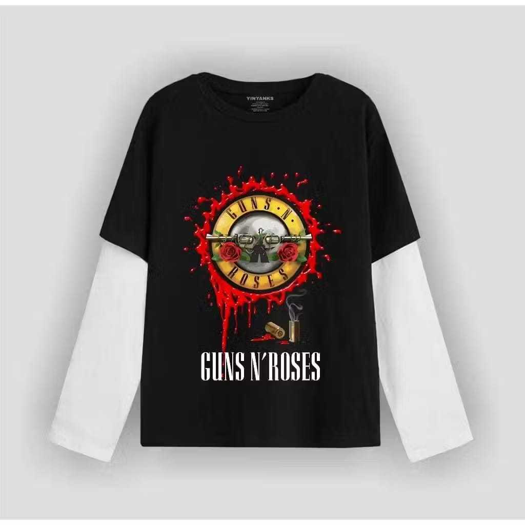 Elpizo Apparel T-shirt GUNS N ROSES Double Layer Long Sleeve Kaos Distro Lengan Panjang Baju Unisex 