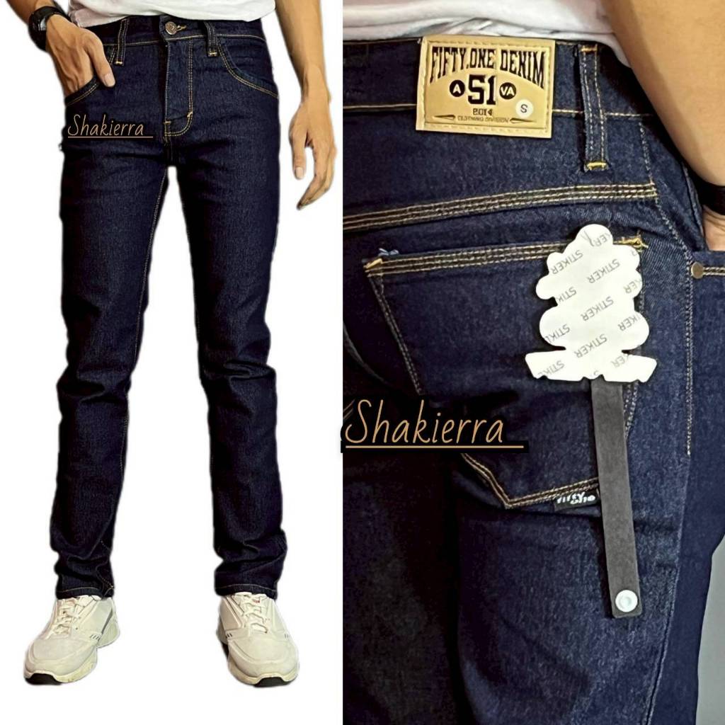 FIFTYONE51 TERLARIS Celana Pria Jeans Panjang SLIMFIT Calana warna Black jazz Scrup Clor Hitam Polos