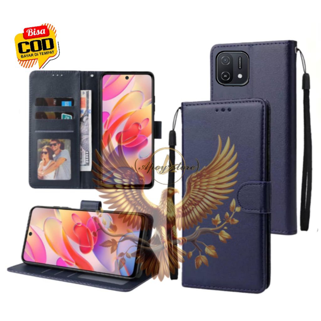 CASE HP OPPO A16E/A16K - CASING DOMPET-FLIP LEATHER-SARUNG HP