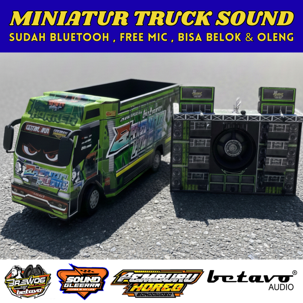 Miniatur Truk Jumbo Brewog + Speaker Sound System – Mata Menyala Full Stiker Mirip Asli