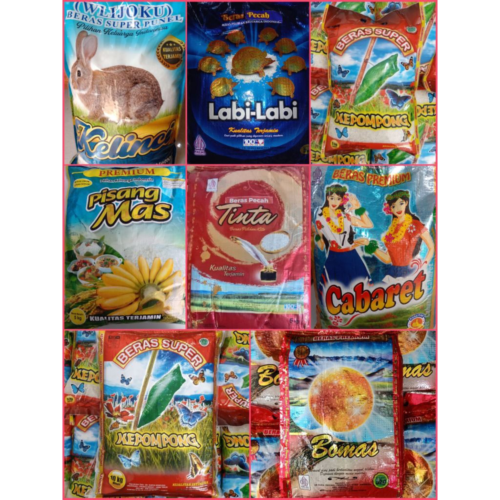 TERMURAH Promo Beras Super Kepompong,Bomas,Cabaret,Pisang Mas,Kelinci,Tinta,Labi Labi Kemasan 5kg/10
