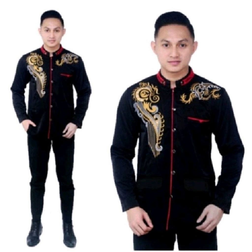 (Bisa COD)Jasko Bordir Pria/Baju koko pria/Atasan pria/Jasko pria lengan panjang/Jasko bordir terlar