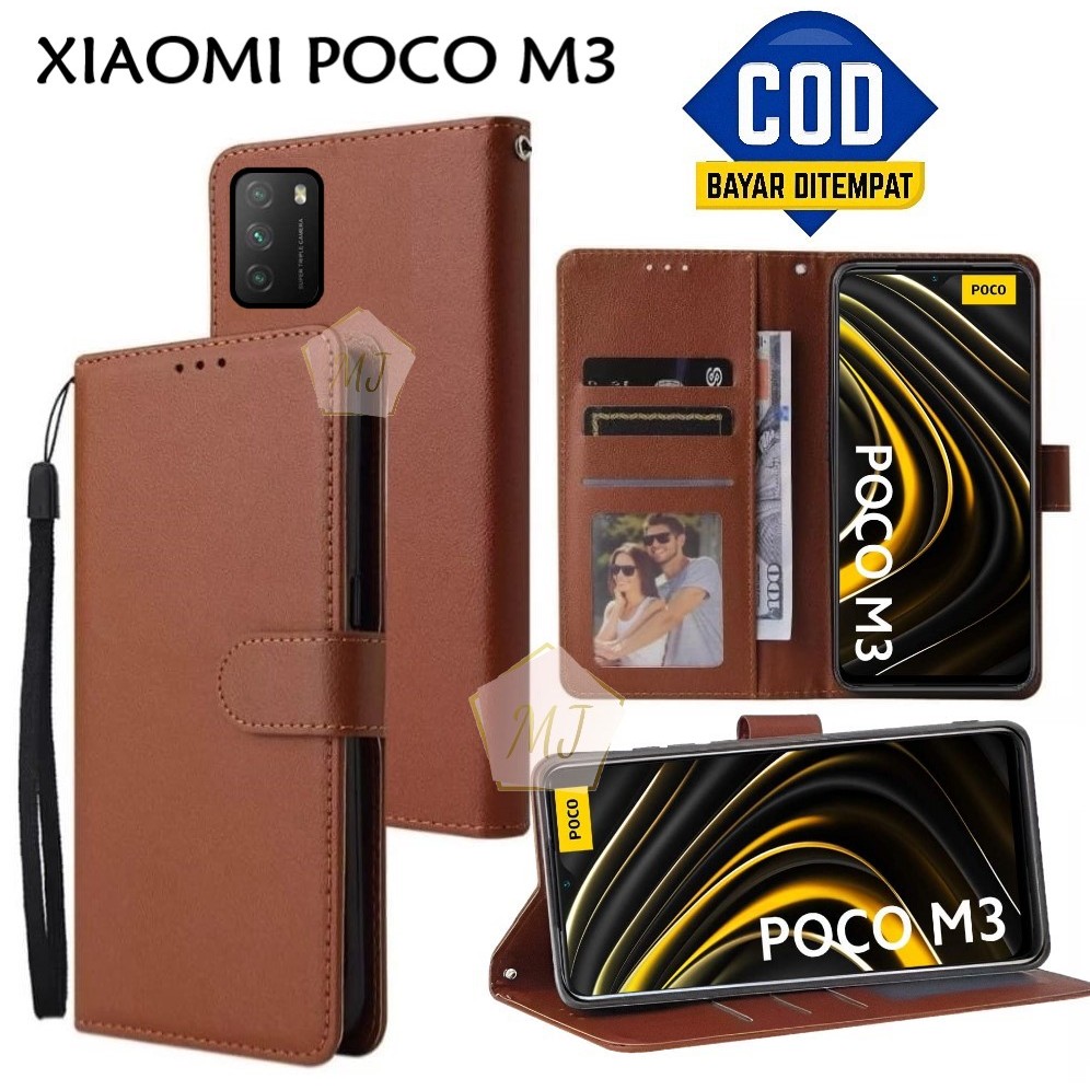 Xiaomi Poco M3 Flip Cover Leather Case Wallet Premium Casing Hp Dompet Cover Handphone