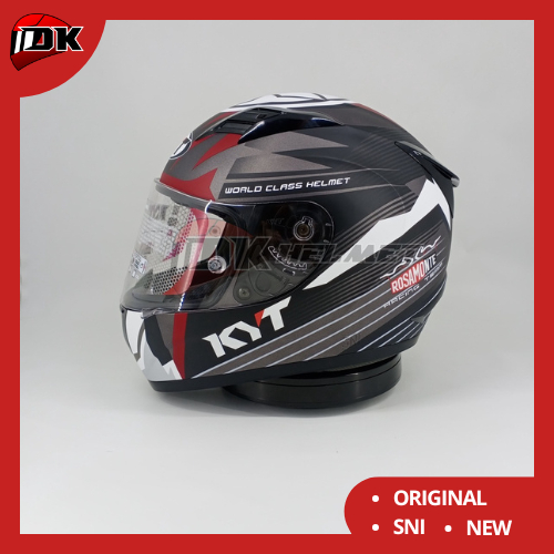 Helm Full Face KYT R10 Flat Motif Rosamonte Race Edition Seri 3 Matt Doff Doft Gunmetal White Black 