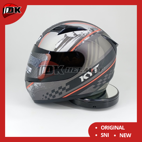 Helm Full Face KYT R10 R-10 Motif Seri 4 Gunmetal Gun Metal Black Doft Doff Matt Red Hitam Merah GM 