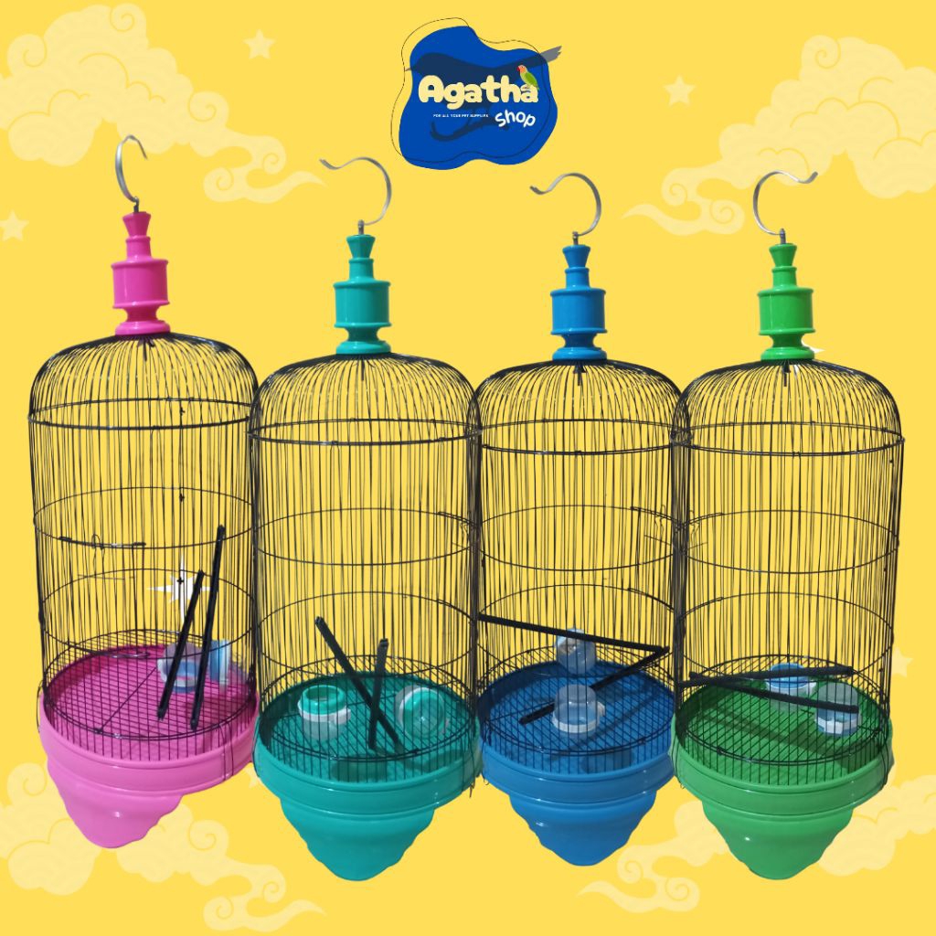 Sangkar Burung Besi Bulat Tebok PVC TEBAL Love Bird/kenari/paruh bengkok