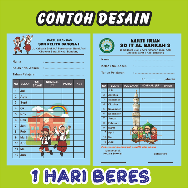 Kartu Infaq Custom Kartu Iuran Iuran Bulanan Spp Iuran Kas Sampah Air Listrik