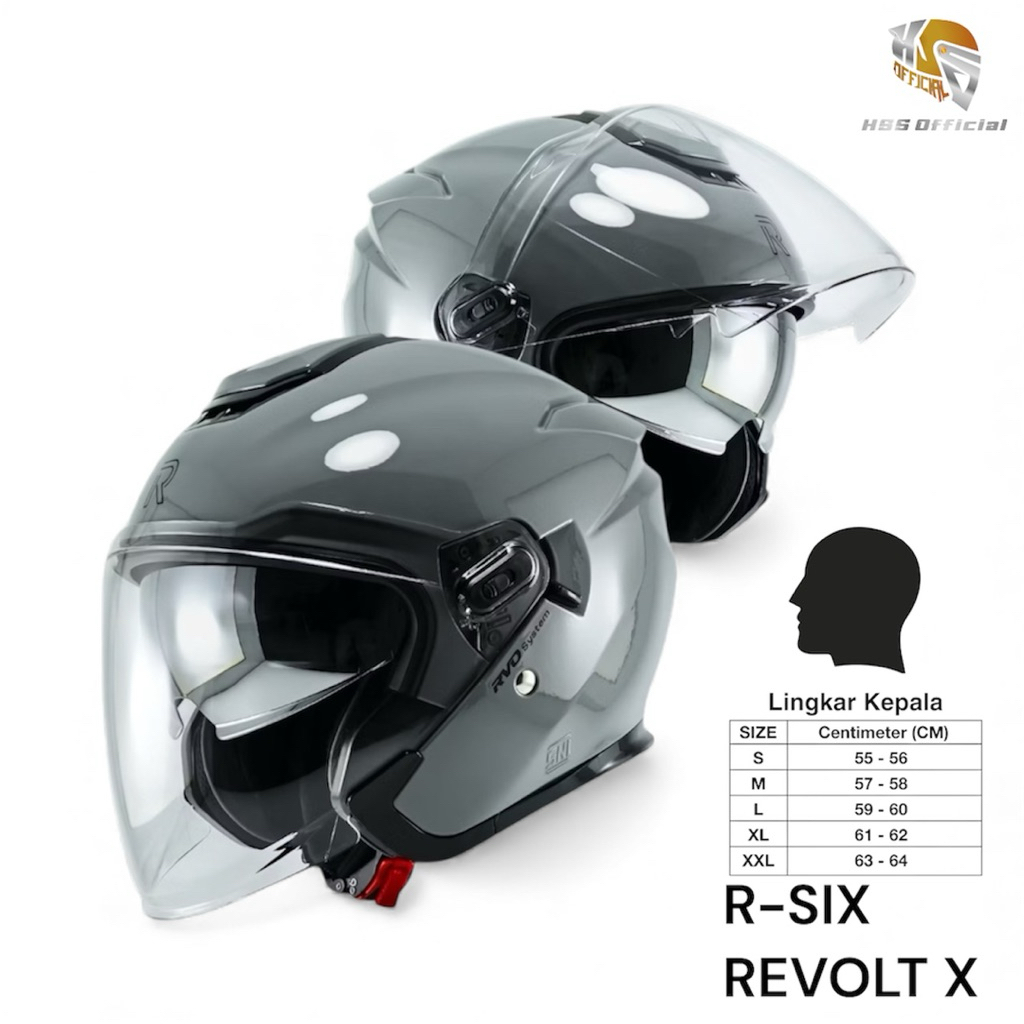 Helm Rsix Revolt X Motorcycle Half Face Double Visor Helm Pria dan Wanita Helm SNI Terbaru Original 