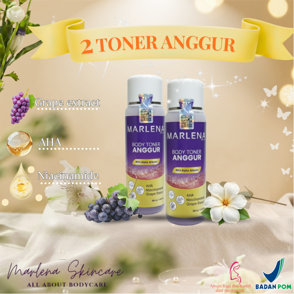2 TONER BADAN ANGGUR ALPHA ARBUTIN FREE KAPAS SUDAH BPOM