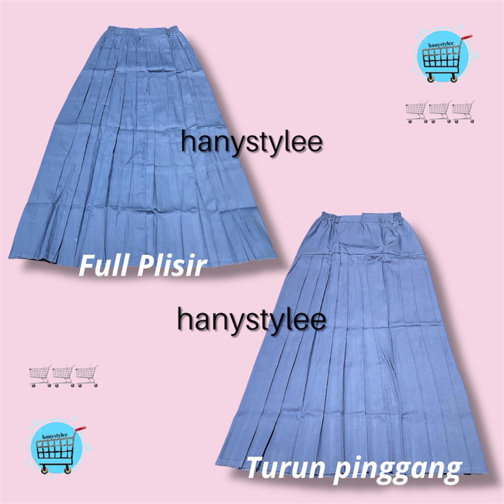 SERAGAM SEKOLAH ROK PANJANG SMA SMK ROK PANJANG ABU ABU ROK LIPIT TURUN PINGGANG