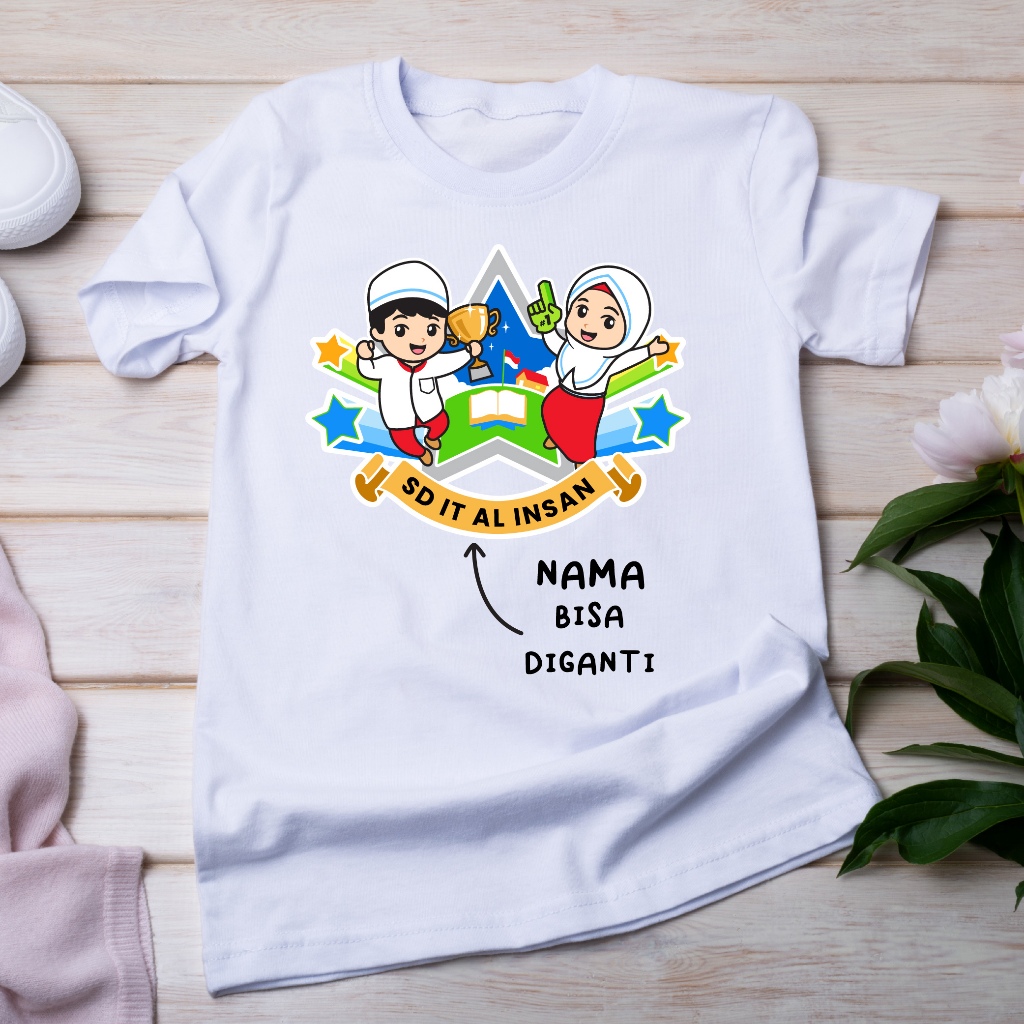 Kaos Anak SD Custom Nama – Kaos Seragam Sekolah, Kaos Kelas, Outbond, Cotton Combed Premium Viral