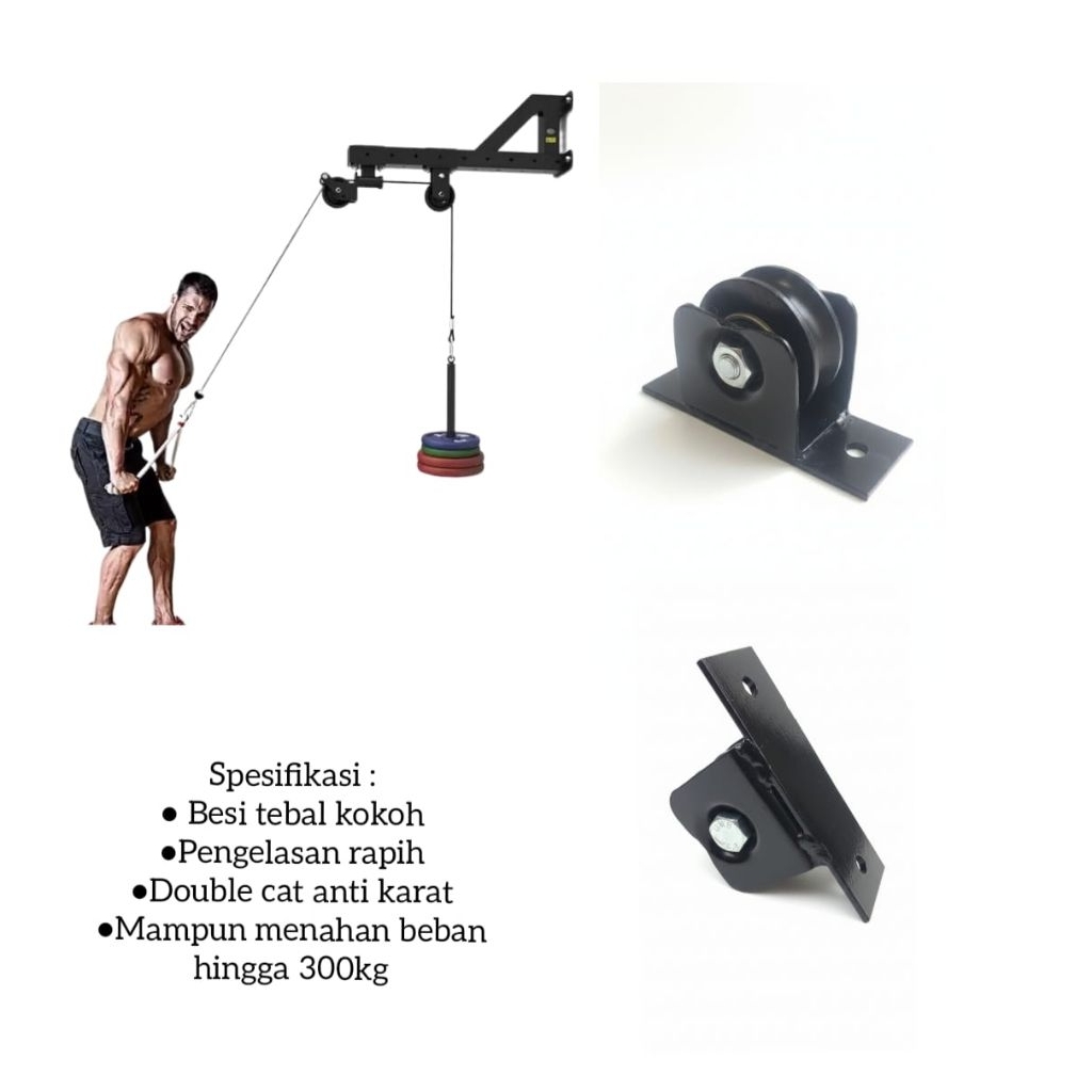 Promo Katrol Tunggal Fitness Gym Pully Down Pelengkap Home Fitnes bahan besi berkualitas