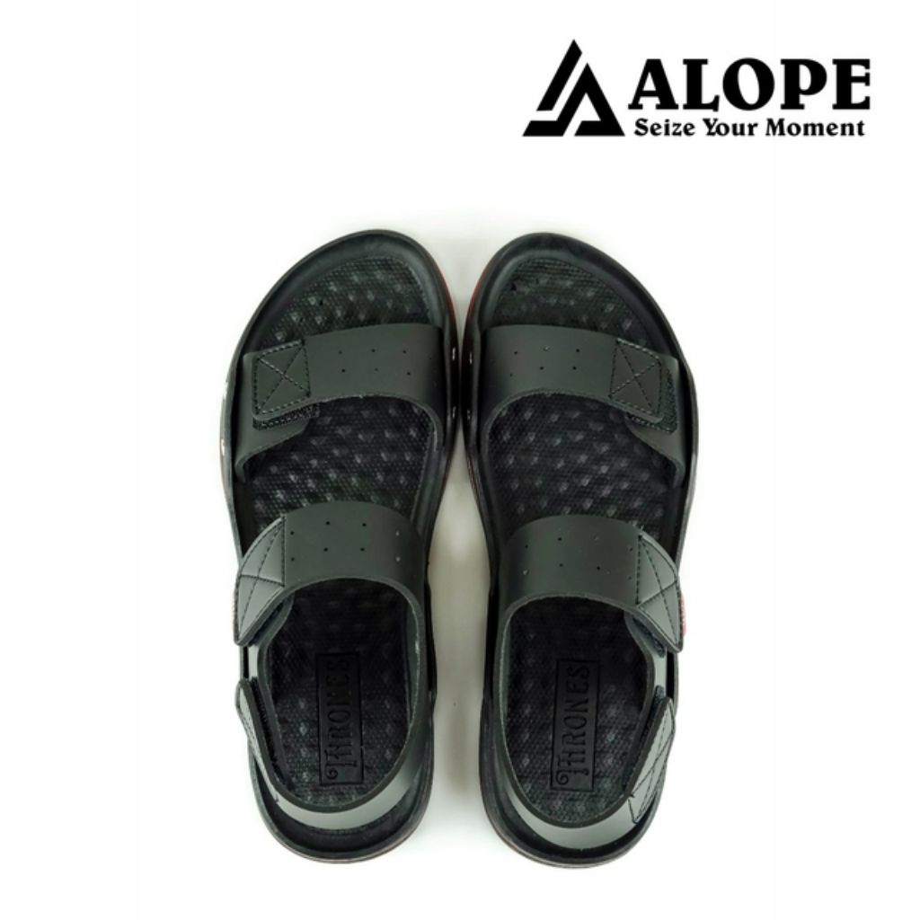 Sandal Alope Varro Sandal Kulit Cassual Sandal gunung Hitam Size 39-43