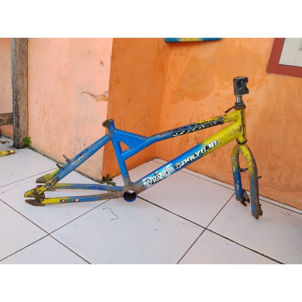 FRAME FORK SEPEDA BMX WIMCYCLE ROAD TECH RT BAN 20"  JADUL LANGKA REAL PICT