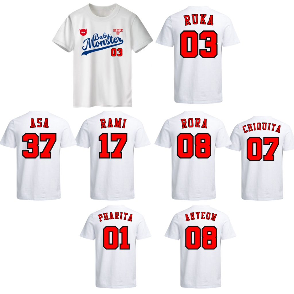 Kaos baseball baby monster tshirt baesmon softball katun combad pharita chiquita asa rora rami ruka 