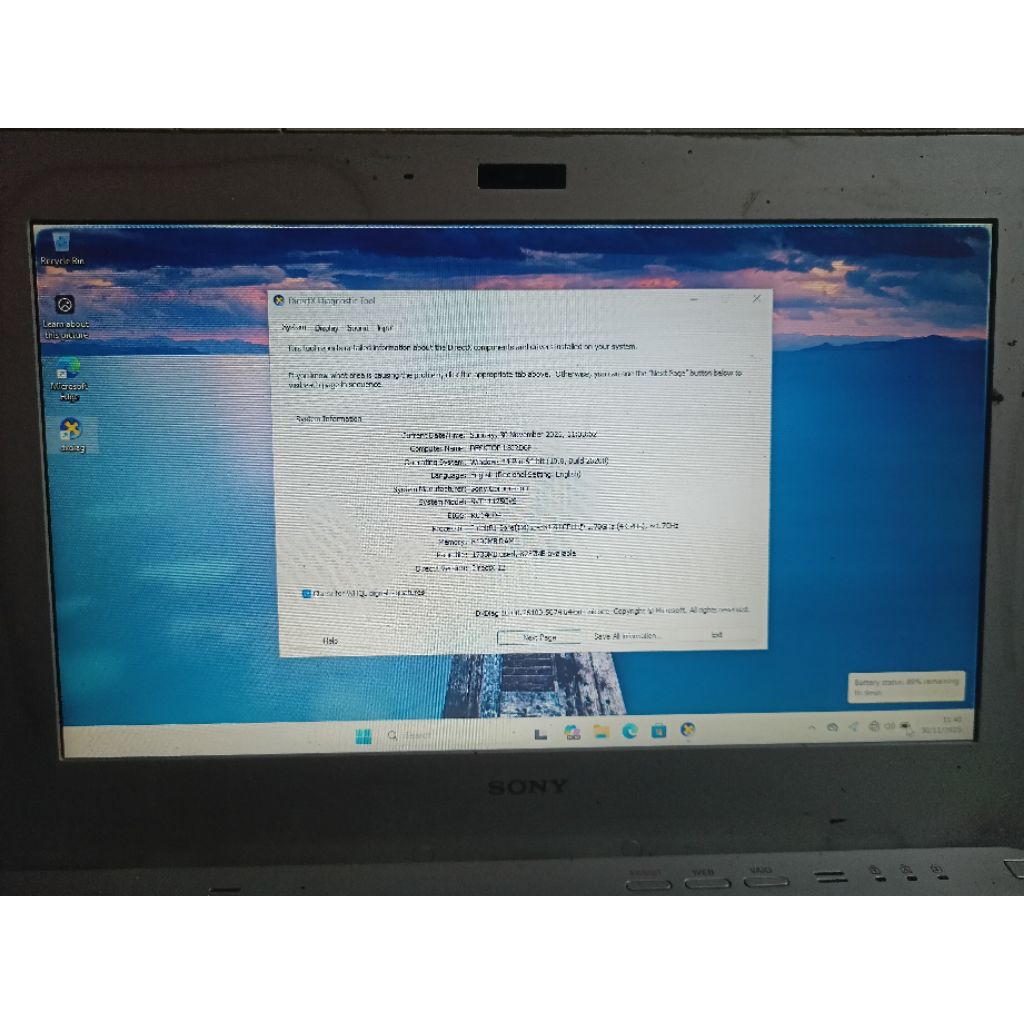 laptop sony vaio core i5 ram 8gb hdd 320gb