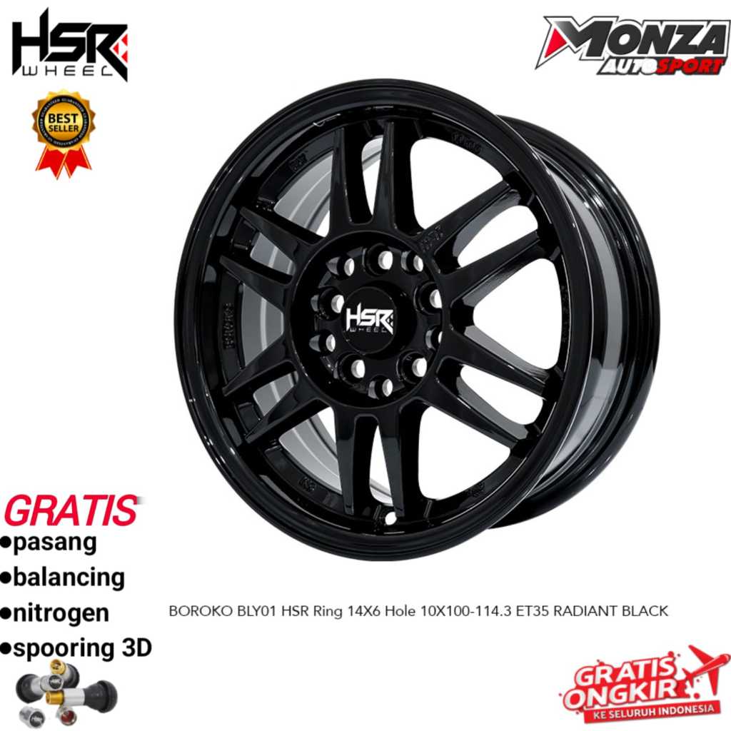 Velg mobil Granmax Apv Luxio L300 Ring 14 HSR Bly01 Radiant Black