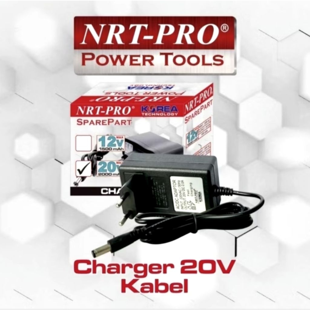 NRT PRO Adaptor Charger Baterai Battery 20V Mesin Bor Cordless