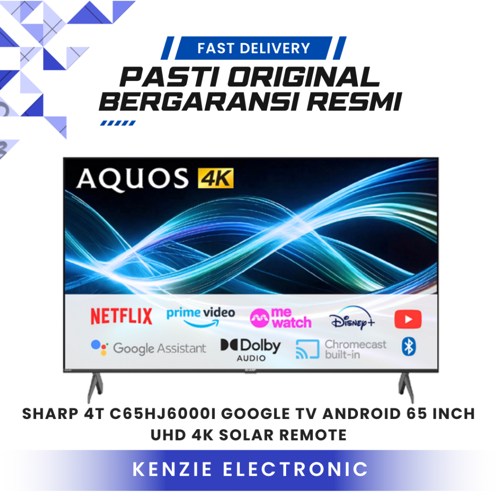 Google TV Android Sharp 4T C65HJ6000I UHD 4K Solar Remote TV Sharp 65 Inch