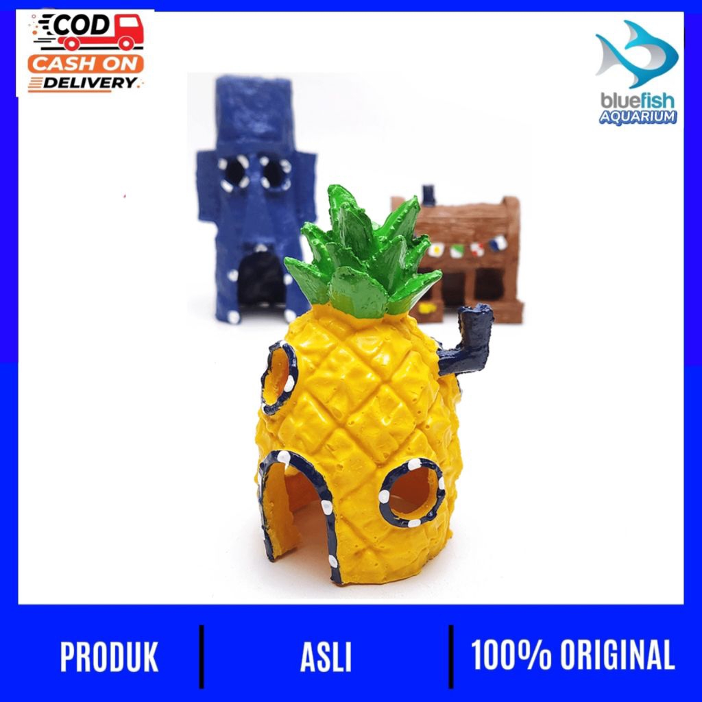 Dekorasi Simulasi Akuarium Mini Dekorasi SpongeBob Pineapple House Squidward Pulau Paskah Gerobak Ta