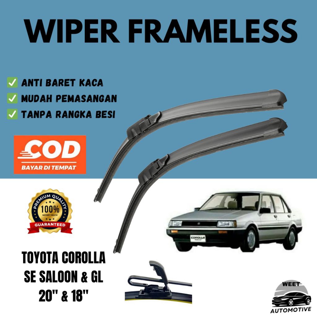 Wiper Kaca Mobil Frameless Toyota Corolla SE Saloon Corolla GL