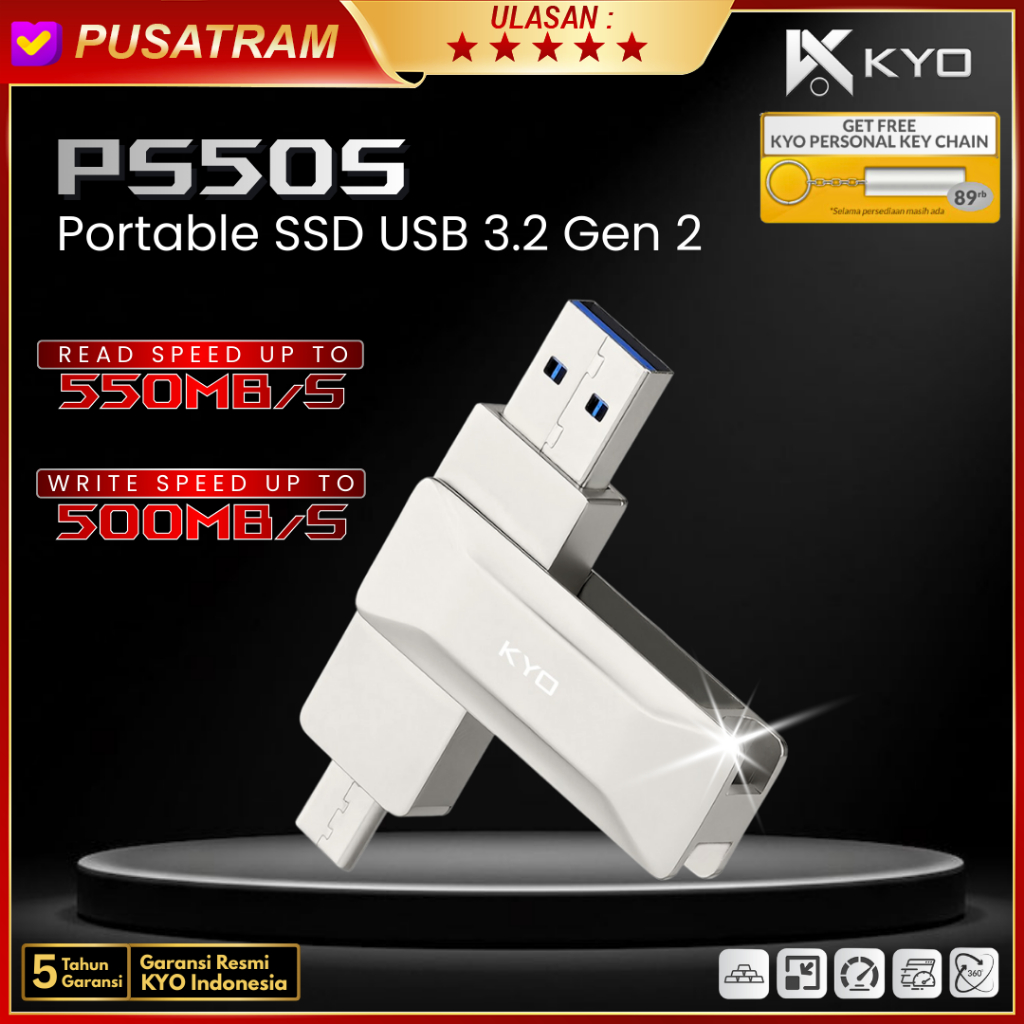 KYO PS50S Portable SSD USB 3.2 TYPE C Eksternal SSD OTG Drive 256GB 512GB 128GB