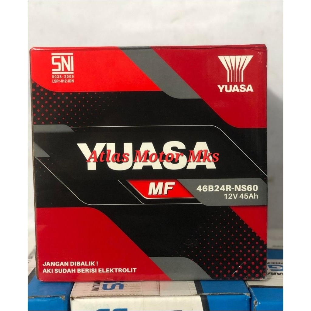 [1PC][46B24R/NS60] ACCU AKI YUASA MF [MAINTENANCE FREE] NS60 12V-45Ah MOBIL AVANZA / XENIA / RUSH / 