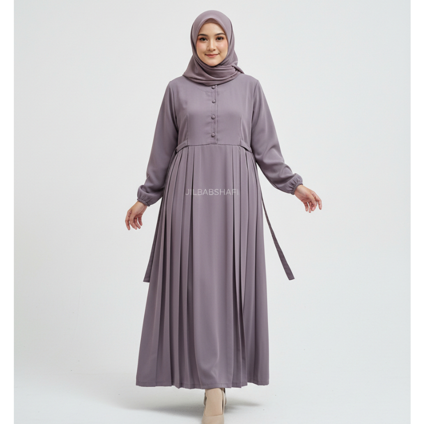 Dress Tiara Baju Gamis Syari Wanita Kekinian Terbaru Bahan Forzaleta Rayon Crinkle Haji Dan Umroh