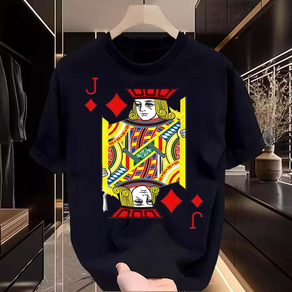 Kaos Distro Motif Remi/Bahan Katun Premium/King Queen Joker/Kaos Adem Nyaman Lengan Pendek