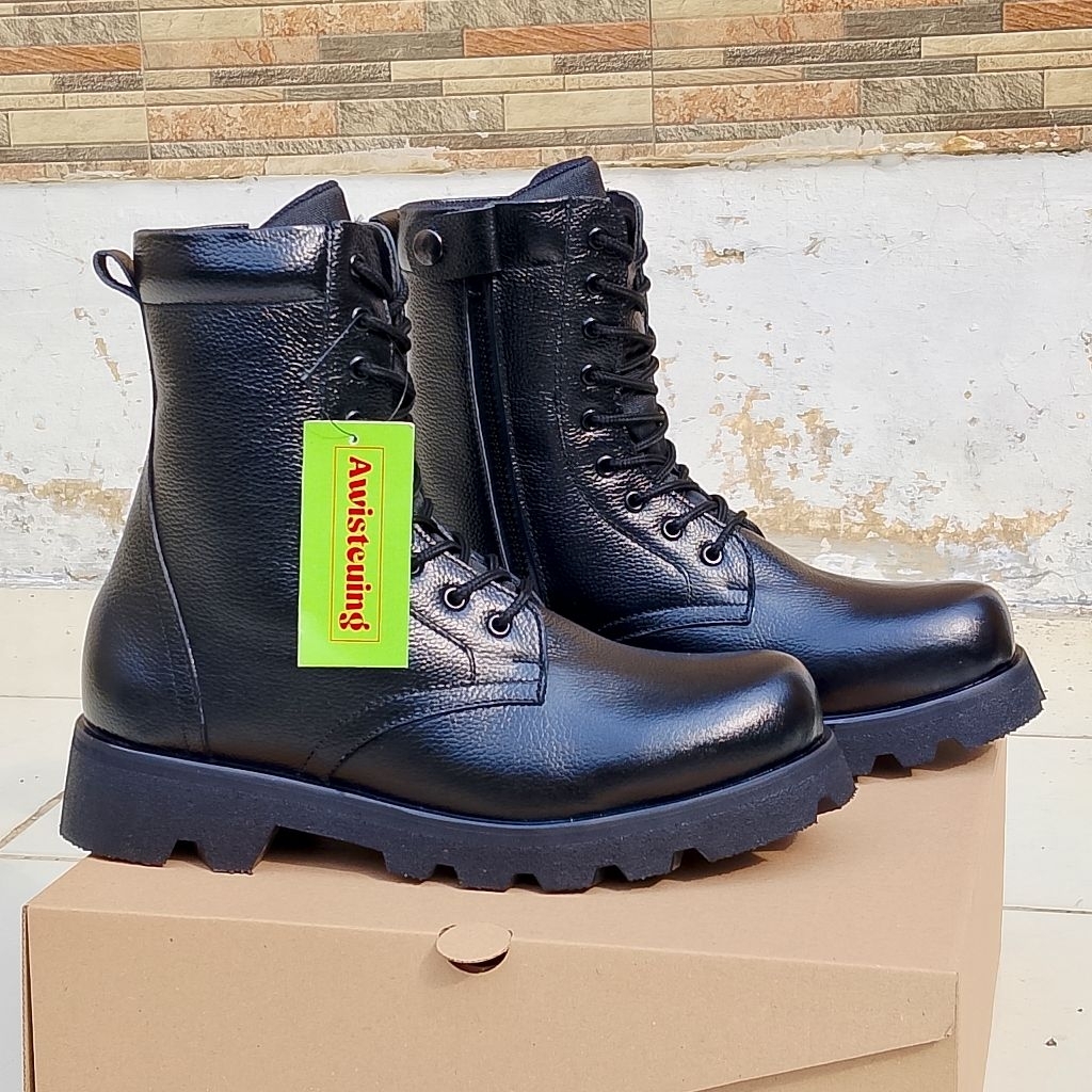 awisteuing sepatu PDL bintik jeruk TNI POLRI SECURITY kulit pemium ankle boots