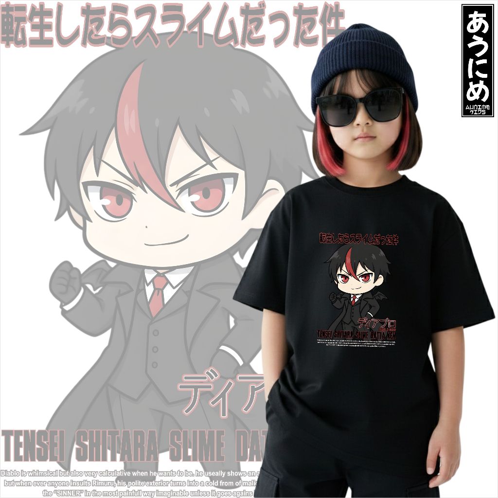 Kaos Anime Kartun Anak Laki Laki Perempuan Unisex DIABLO NOIR  SLIME DATTA KEN cotton combed