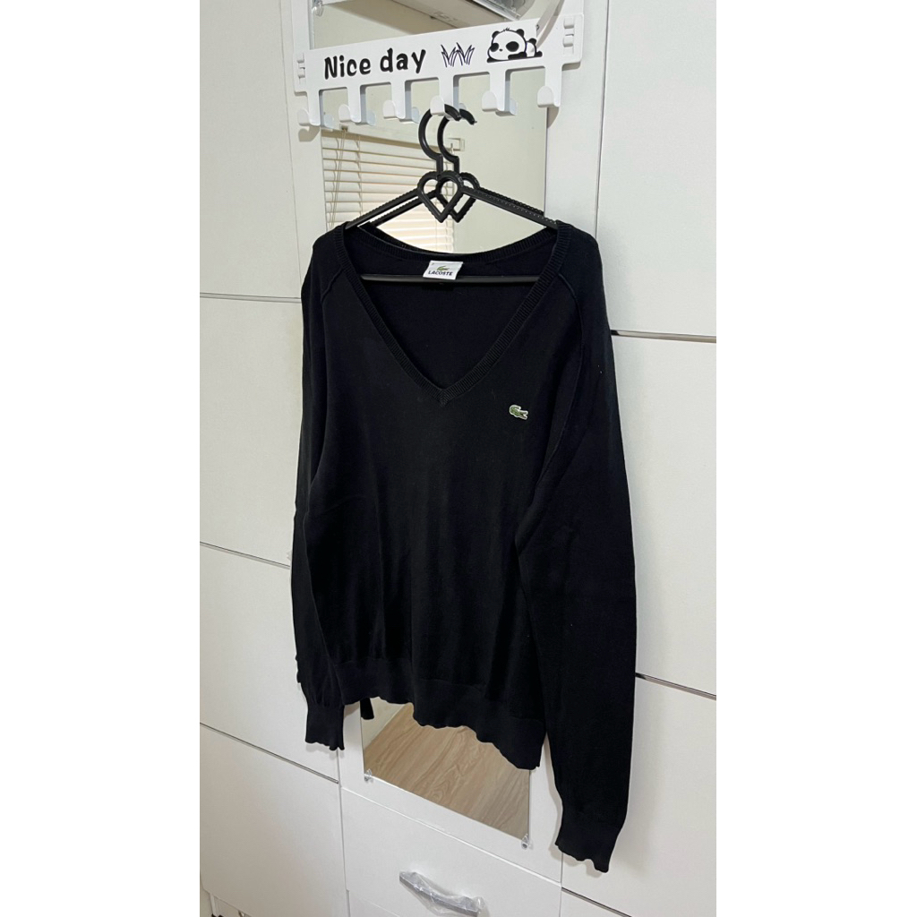 sweater sweatshirt lacoste original hitam rajut