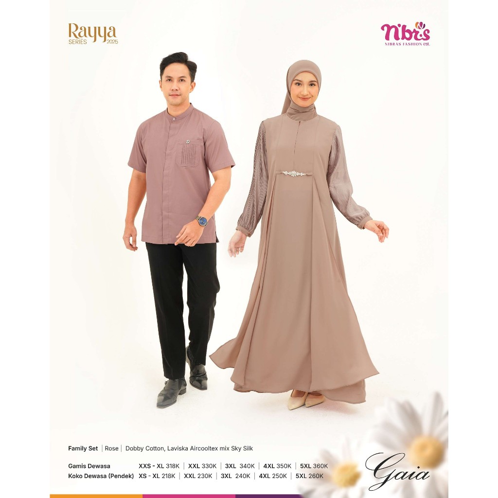 GAMIS NIBRAS GAIA KOKO COUPLE LEBARAN SAMRIMBIT KELUARGA TERBARU PROMO 2025