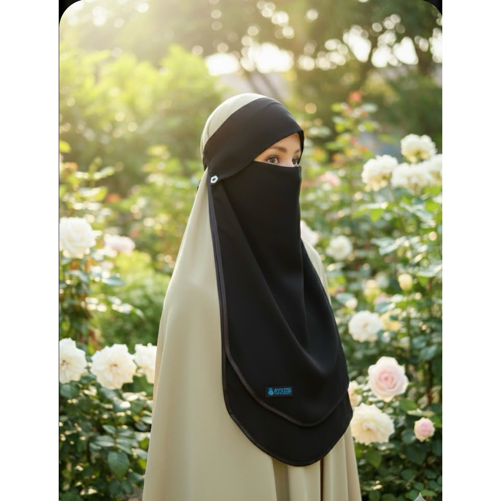 niqob poni milaya kancing 2 layer