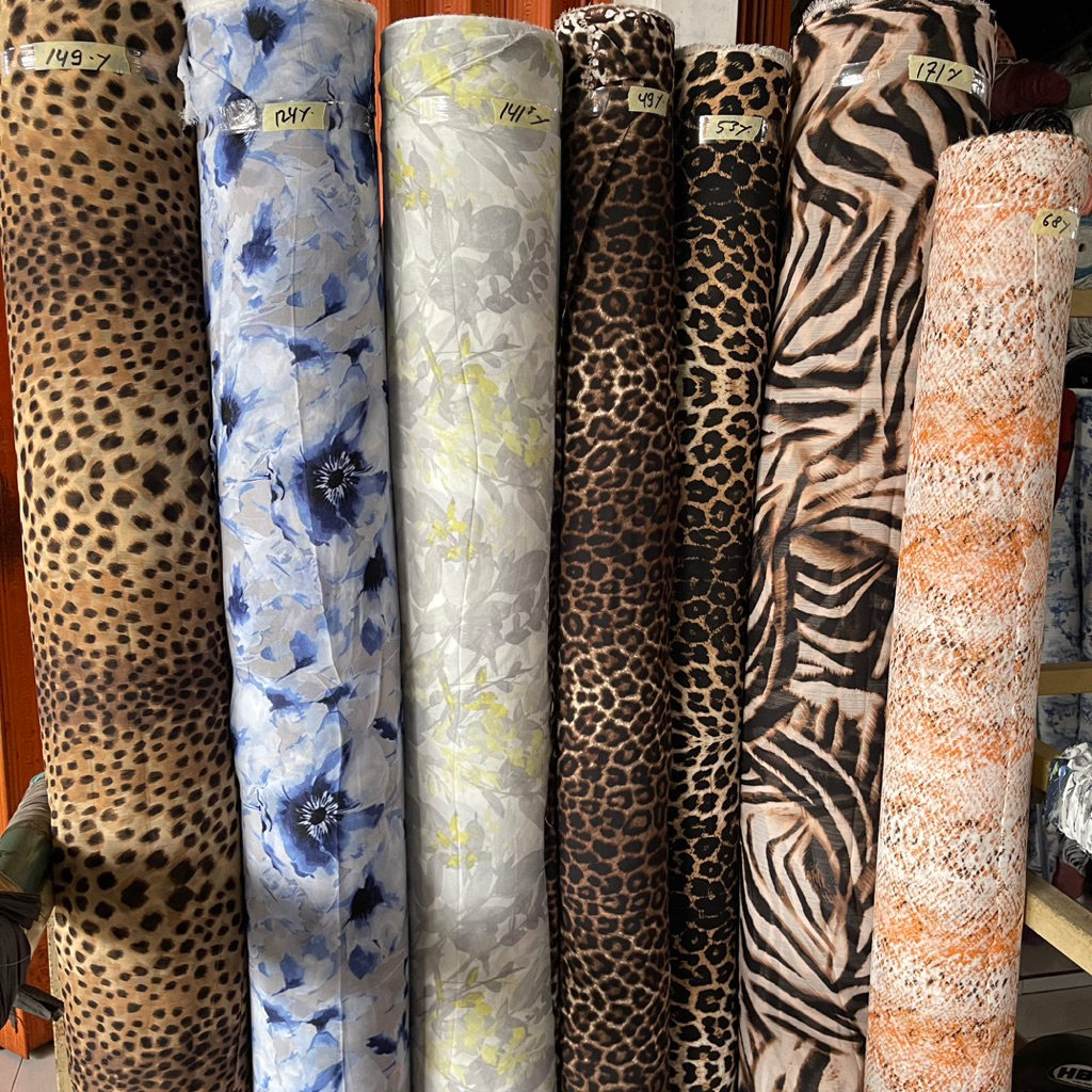 Kain Sifon motif Macan - Kain Sifon Macan - Kain Motif leopard | Harga per 0,5M
