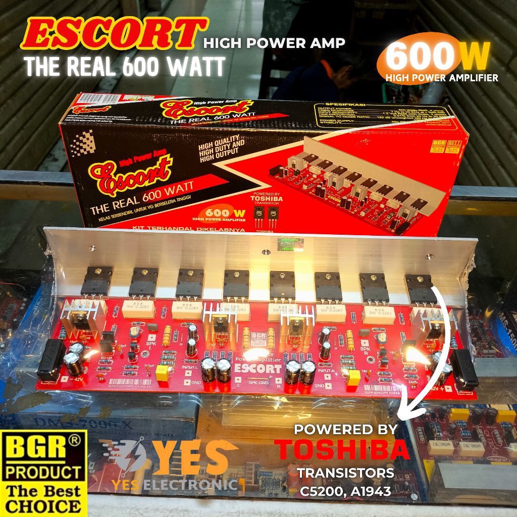 POWER AMPLI STEREO KIT HIGH POWER AMPLIFIER ESCORT STEREO THE REAL 600W 600 Watt TR TOSHIBA C5200 / 