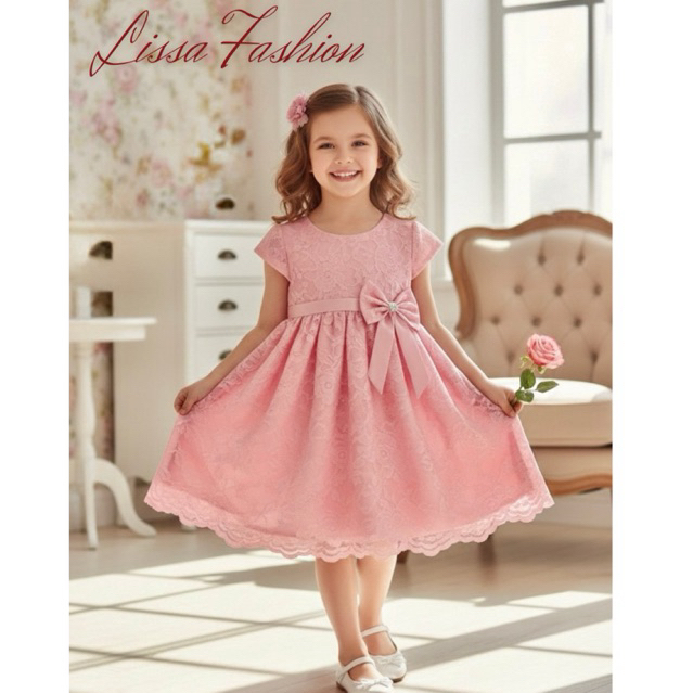 Gaun Anak Mewah Full brokat Dress Lissa Fashion / Baju Pesta Anak usia 2-9 tahun