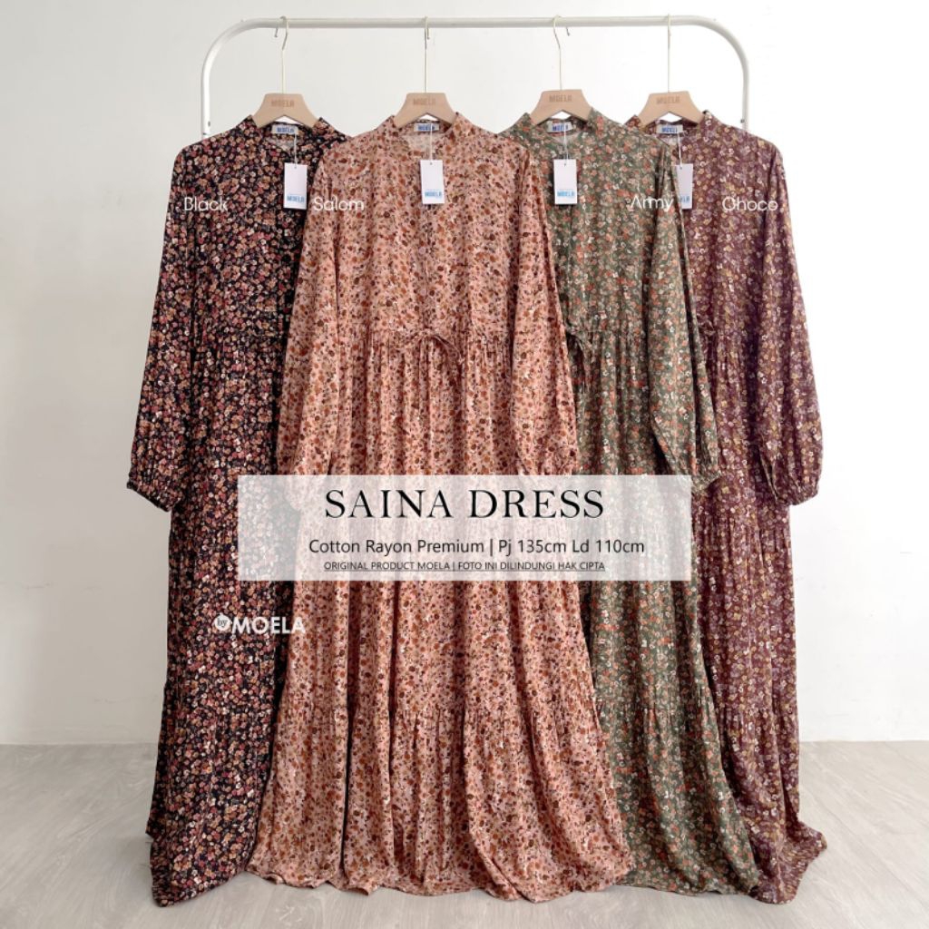 Moela Berlabel Saina Dress Gamis Jumbo Allsize Busui Premium Catton Rayon Original