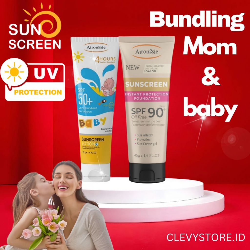 Airongsie Bundle Sunscreen Anak & Dewasa | SPF 50+ + SPF 90