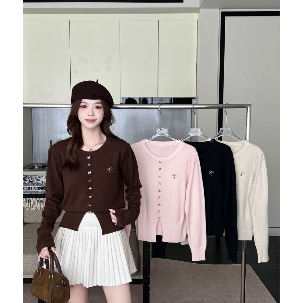 ( Gummy ) Sweater Wanita Velve rajut premium bordir Pita || Korean style