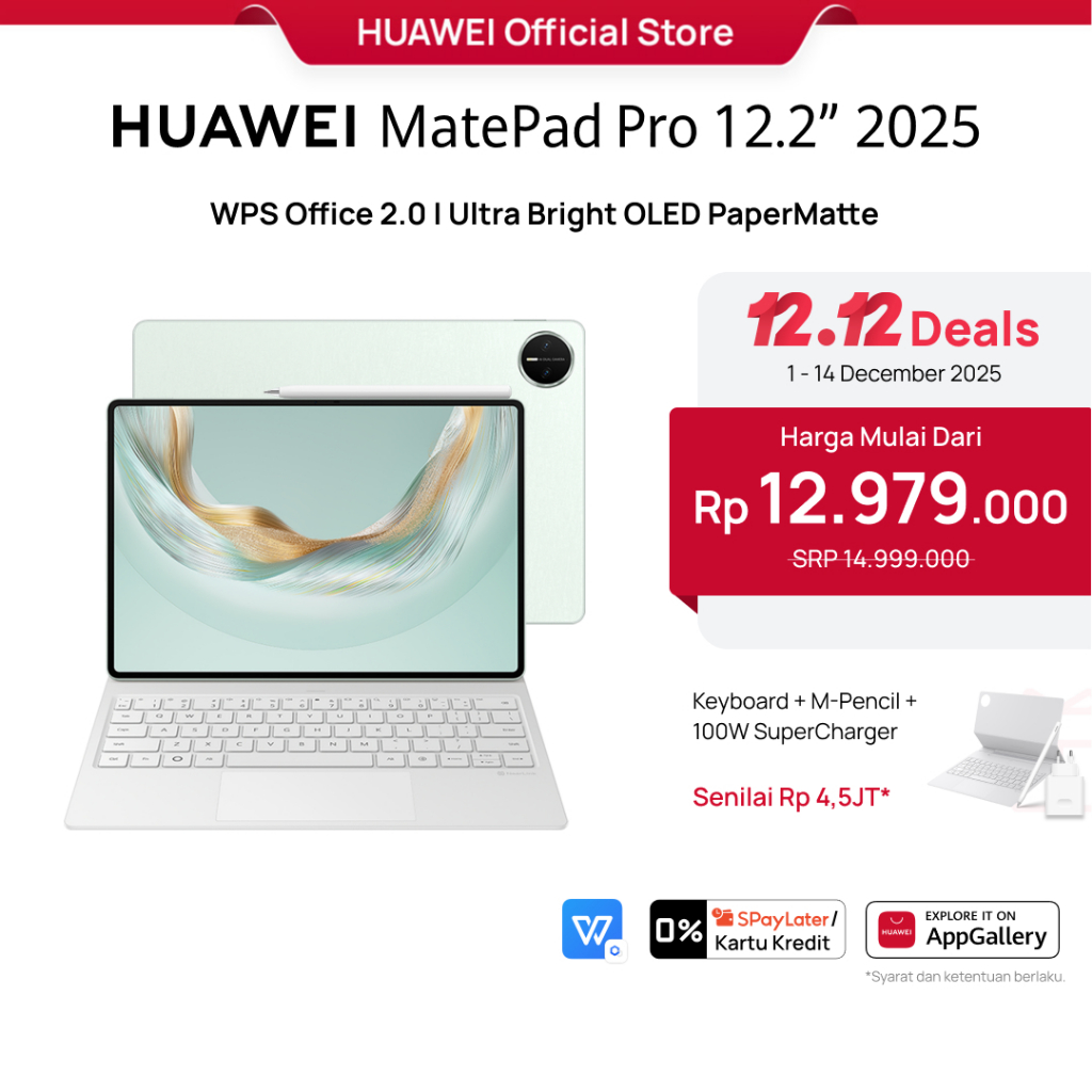 [FREE PEN & KB | 12.12 | Voucher s/d 20%] HUAWEI MatePad Pro 12.2-inch 2025 Tablet | PC-level WPS | 