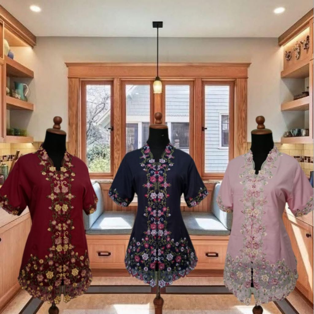 (KHUSUS PRE-ORDER UNTUK UKURAN JUMBO) kebaya bordir encim lengan pendek