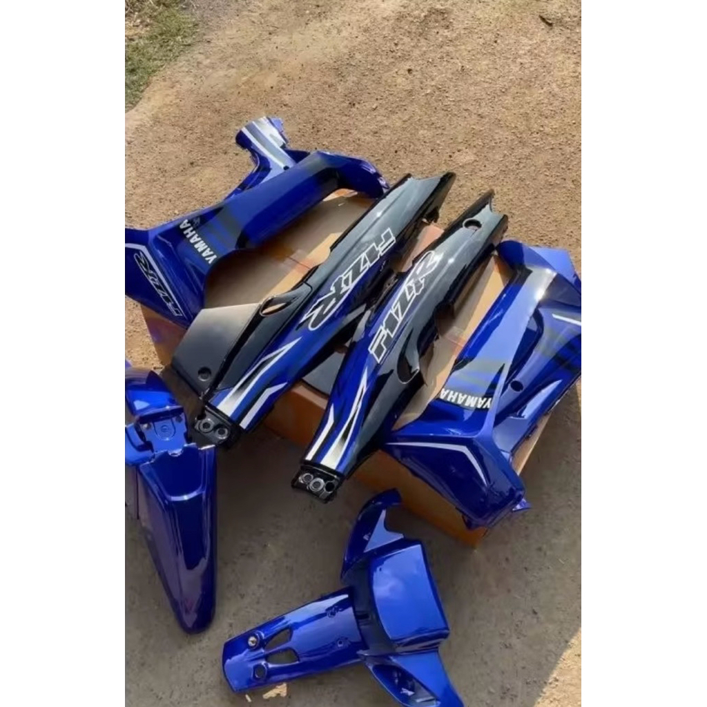 COVER BODY HALUS FULL SET YAMAHA FIZ R BIRU HITAM STRIPING BIRU BARU