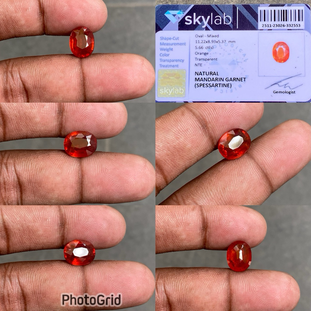 Natural Mandarin Garnet Batu Orange Garnet Spessartine Mandarin Garnet CT 5.66 Dim 11.22x8.93x5.37