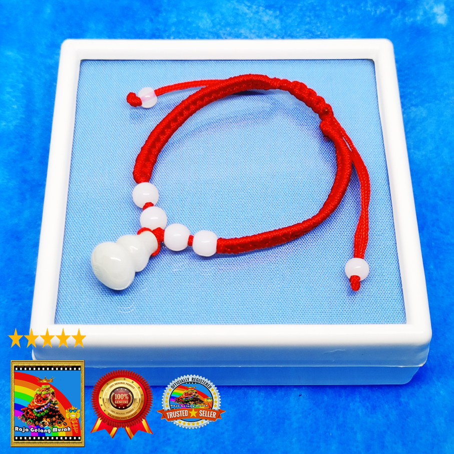 Gelang Tali Merah  Liontin Giok Labu Putih