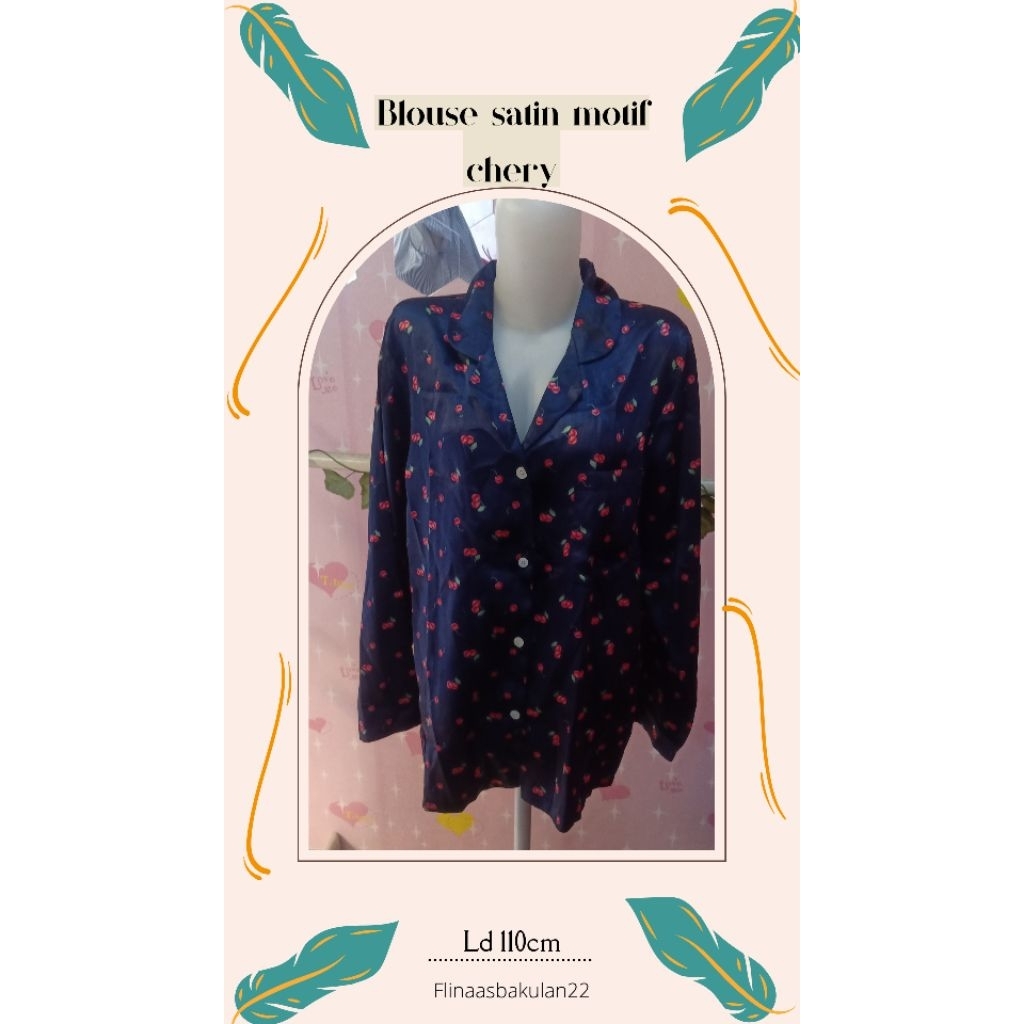 blouse satin motif cherry