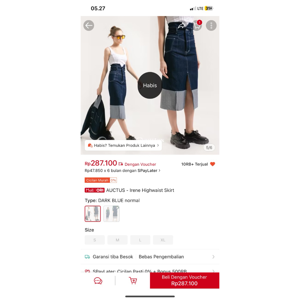 AUCTUS - rok jeans auctus / auctus skrirt size XL