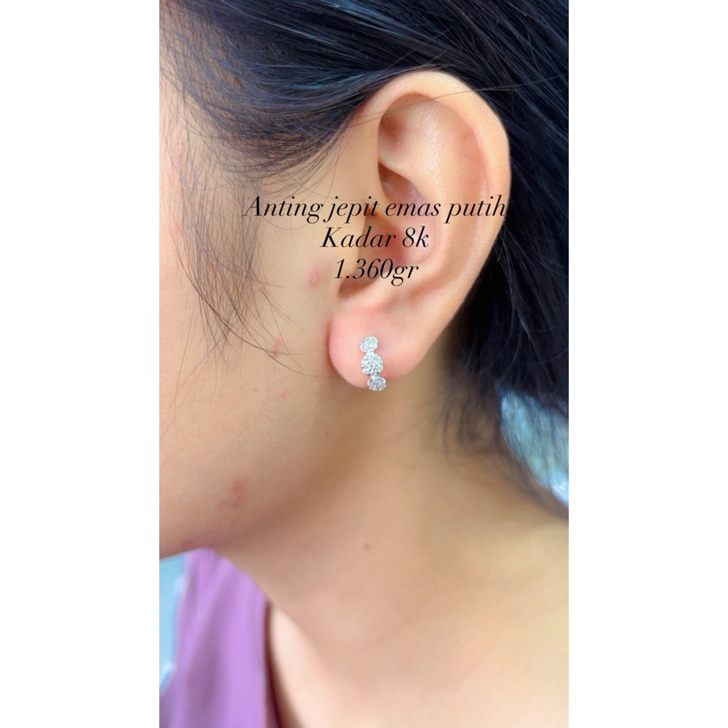 anting emas putih kadar 375%